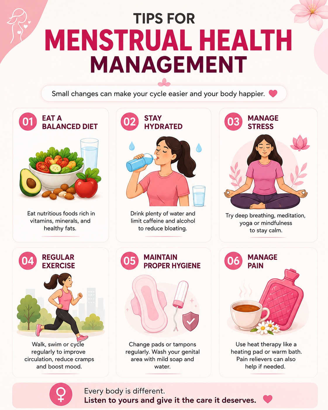 Menstrual health tips infographic for menstrual disorder treatment in Pune